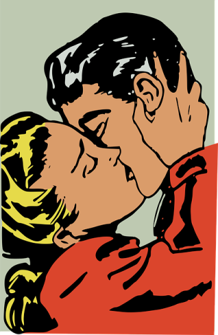 cuplu imagine retro care se saruta infocat