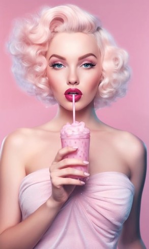 desne cu marilyn monroe in care bea dintr-un smoothie