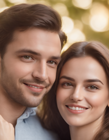 cuplu tanar si frumos care priveste zambind in fata