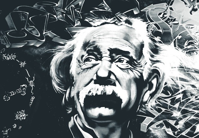 imagine alb negru cu Albert Einstein