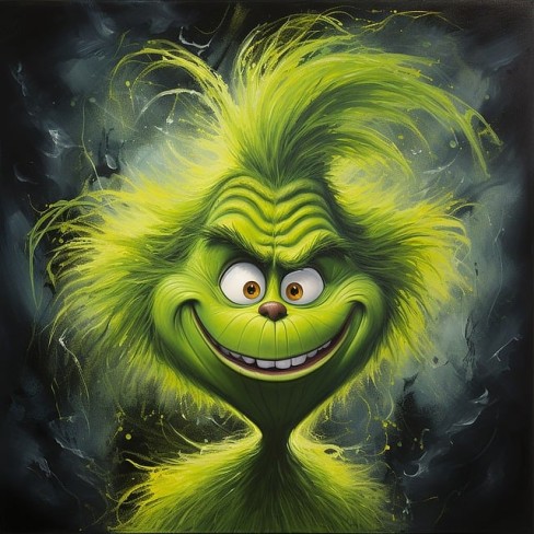 ilustratie cu grinch care ranjeste rautacios