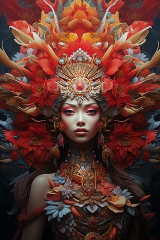 femeie de culoare frumoasa care are pe cap o coroana facuta din pene