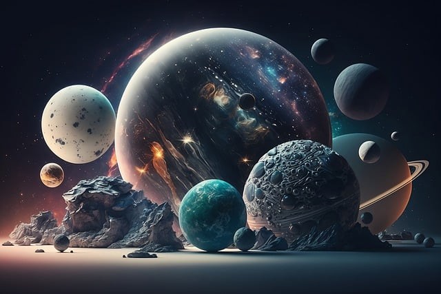 imagine cu mai multe planete printre care se afla si mercur retrograd