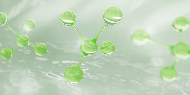 imagine cu molecule verzi pe un fundal verzui