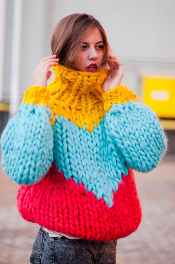 pulover de iarna oversized colorat