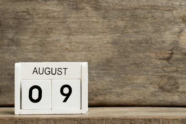 calendar pentru 9 august