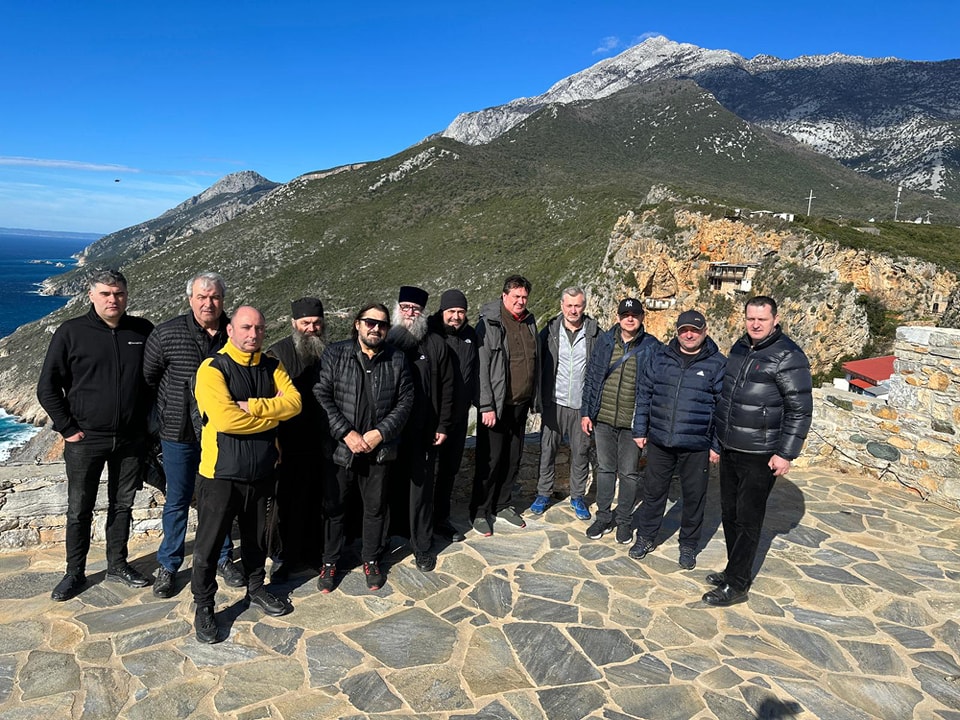 Gheorghe Gheroghiu pe Muntele Athos împreună cu un grup de prieteni 