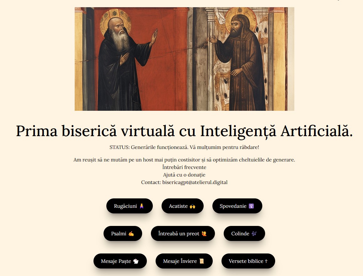 Pagina principală a site-ului Biserica GPT  din România. 
