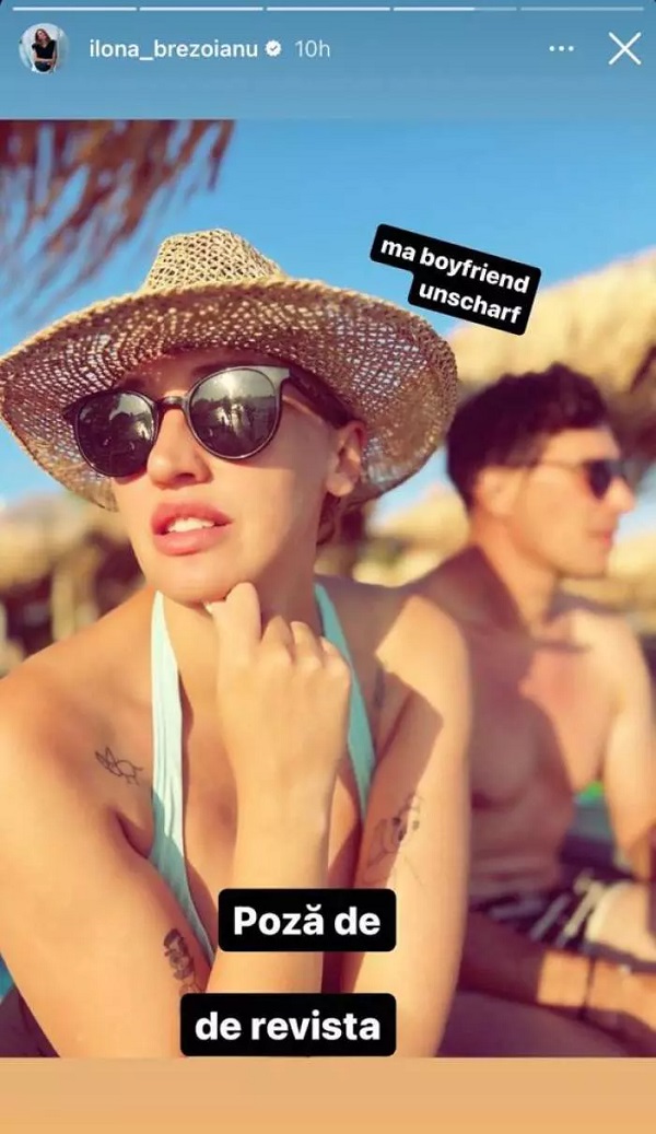 ilona brezoianu cu palarie si ochelari de soare alaturi de iubitul ei pe plaja
