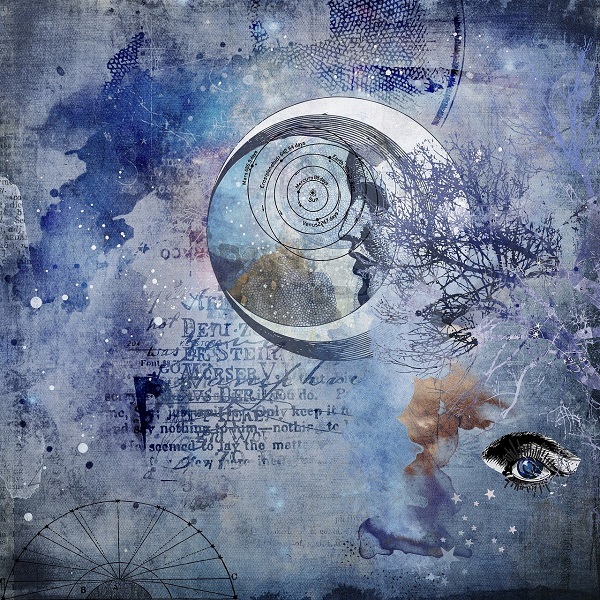 reprezentare abstracta luna, chip uman