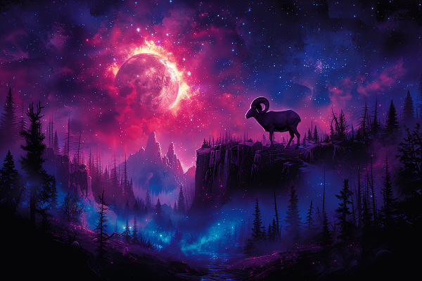 imagine abstracta cu zodia capricorn pe un cer astral 