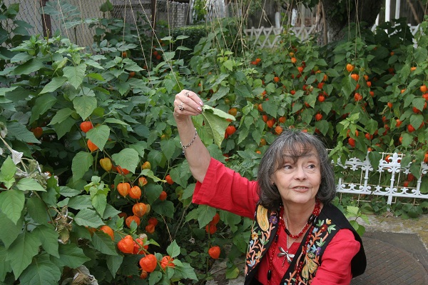 marina voica in gradina ei din breaza printre flori si plante