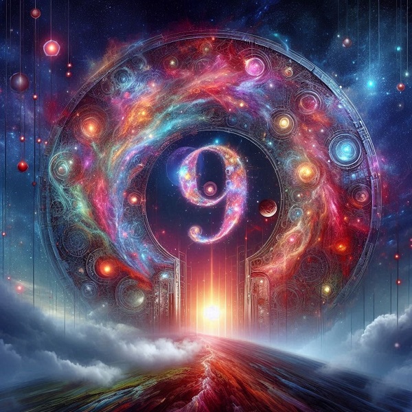 imagine fantasy cu cifra 9 inconjurata de planete