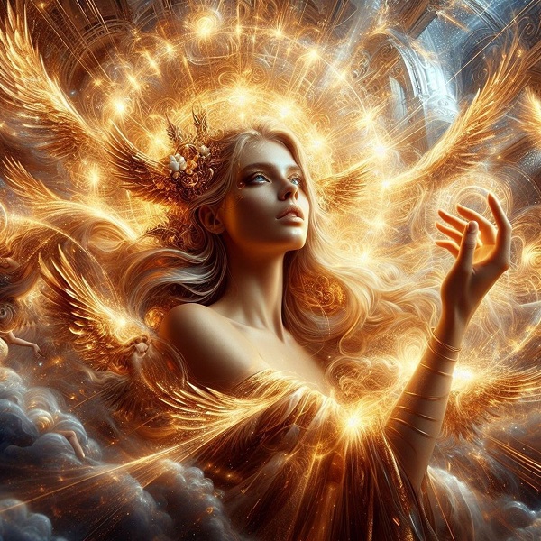 imagine fantasy cu o femeie care este inconjurata de lumina