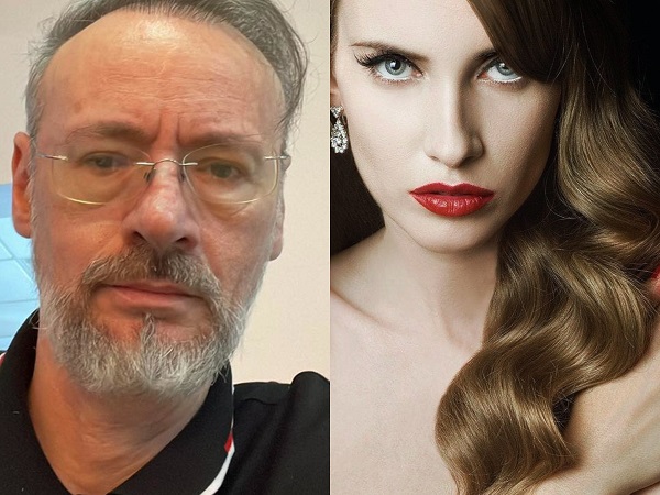 portrete iulia si mihai albu colaj foto el cu ochelari ea cu ruj rosu si aranjata