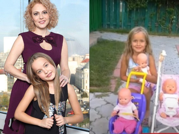 raluca moianu alaturi de fiica ei mara cand era mica si avea trei bebelusi de jucarie