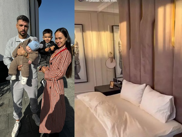vladuta lupau alaturi de sotul ei cu copiii in brate si patul amenajat langa