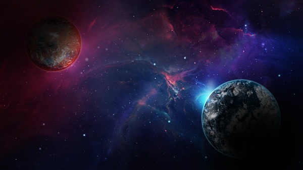 imagine fantasy cu doua planete in context astral