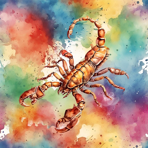 plansa colorata ce are in mijloc un scorpion desenat