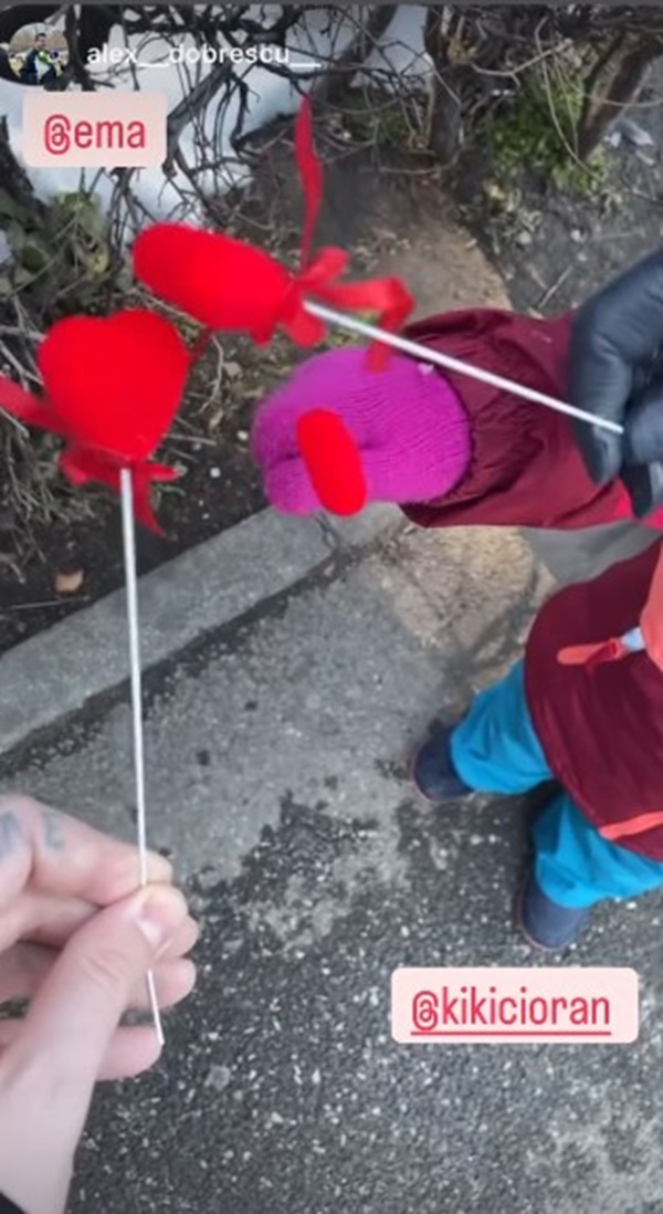 doua maini care tin inimioare mici pe bat