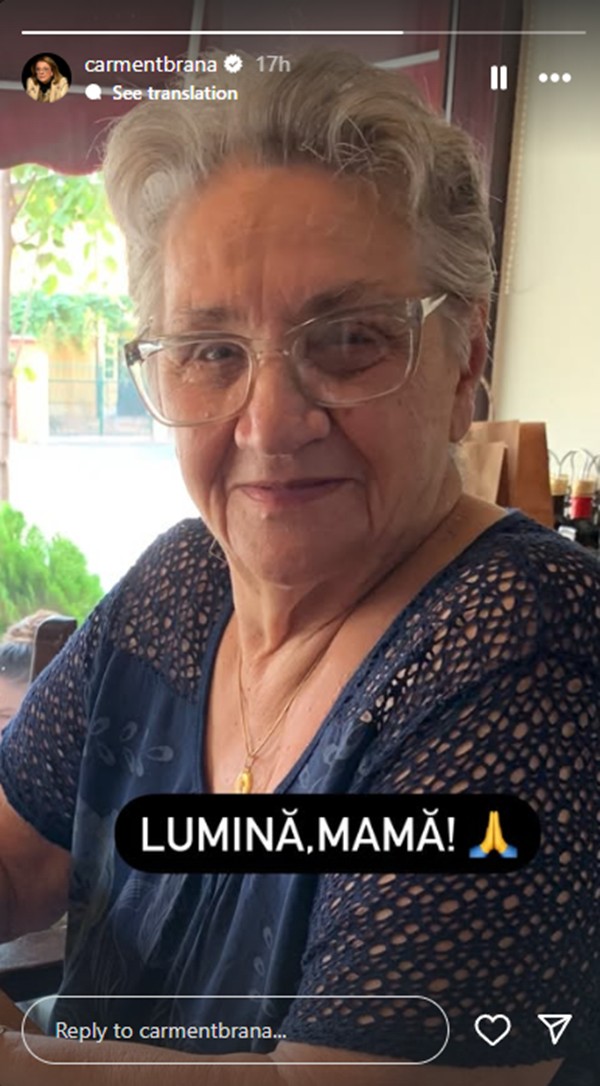 captura foto cu mesajul transmis de carmen tanase la moartea mamei ei