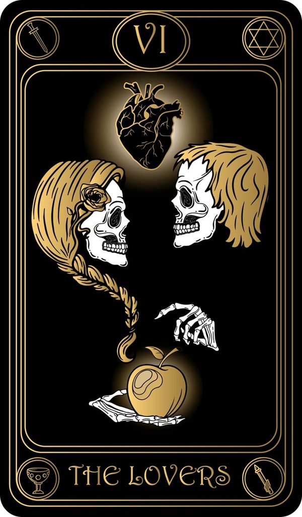 reprezentare grafica a cartii indragostitii din tarot