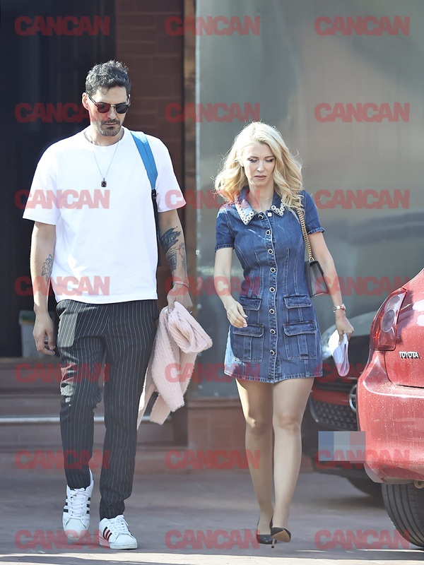 andreea balan in rochie scurta din denim alaturi de fostul ei sot
