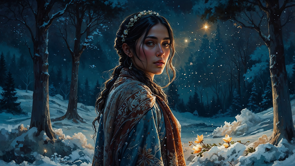 femeie satena se uita inapoi merge pe un drum pe timp de iarna