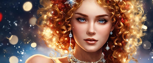 femeie roscata cu parul scurt si cret si cercei lungi