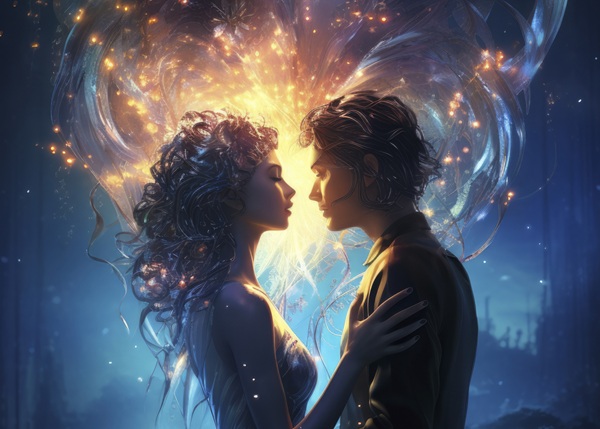 cuplu femeie si barbat se privesc in ochi