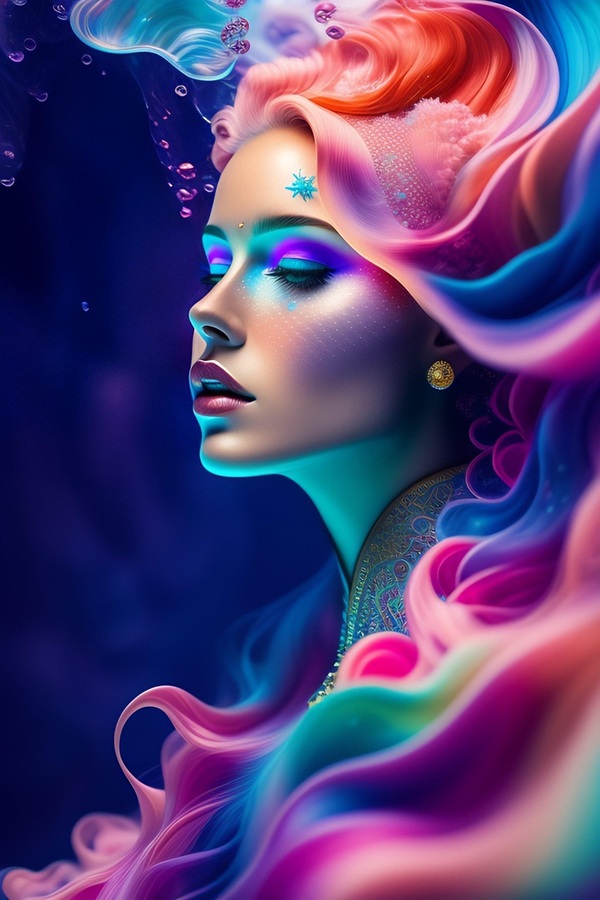 chip de femeie inconjurata de culori