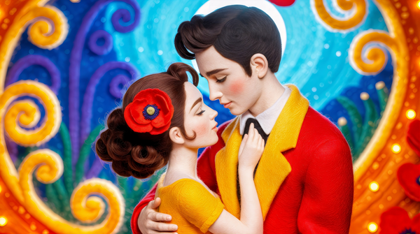 cuplu format din femeie si barbat colorati se imbratiseaza