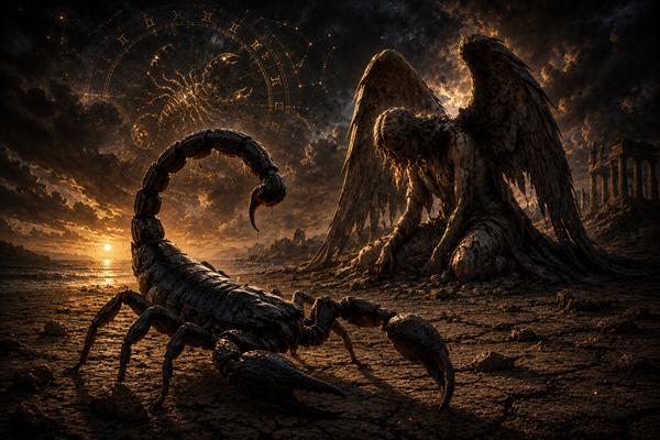 un scorpion in desert langa un inger cazut