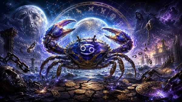 zodia rac inconjurata de iluzii pamant crapat luna plina nefericire