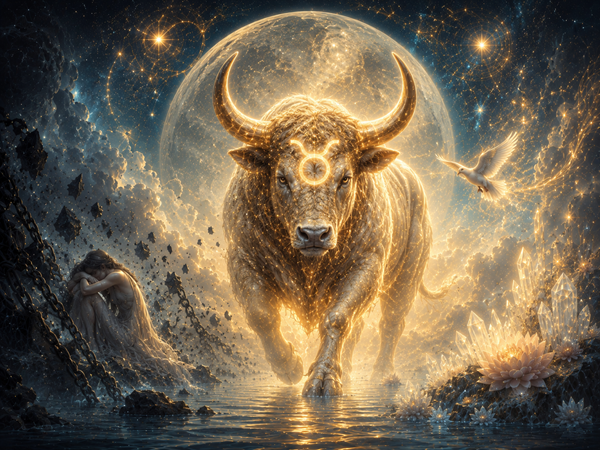 zodia taur pe fundal de luna plina luminos