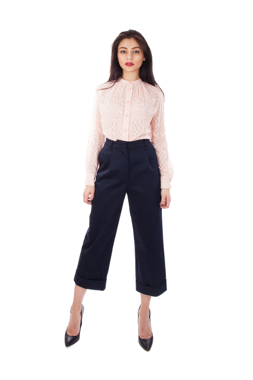 Pantalon bleumarin culottes