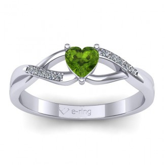 inel cu peridot heart