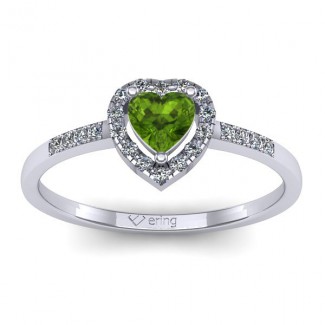 inel cu peridot heart