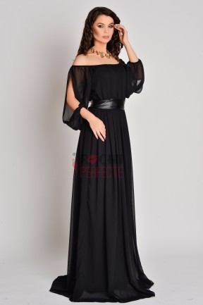 rochie de seara pe umeri neagra