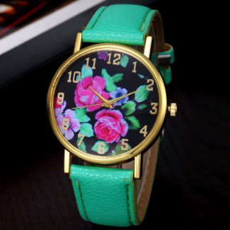 ceas verde cu flori