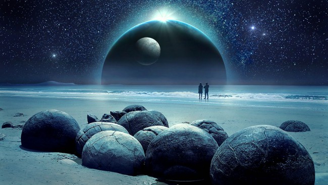 cuplu care se uita la planete