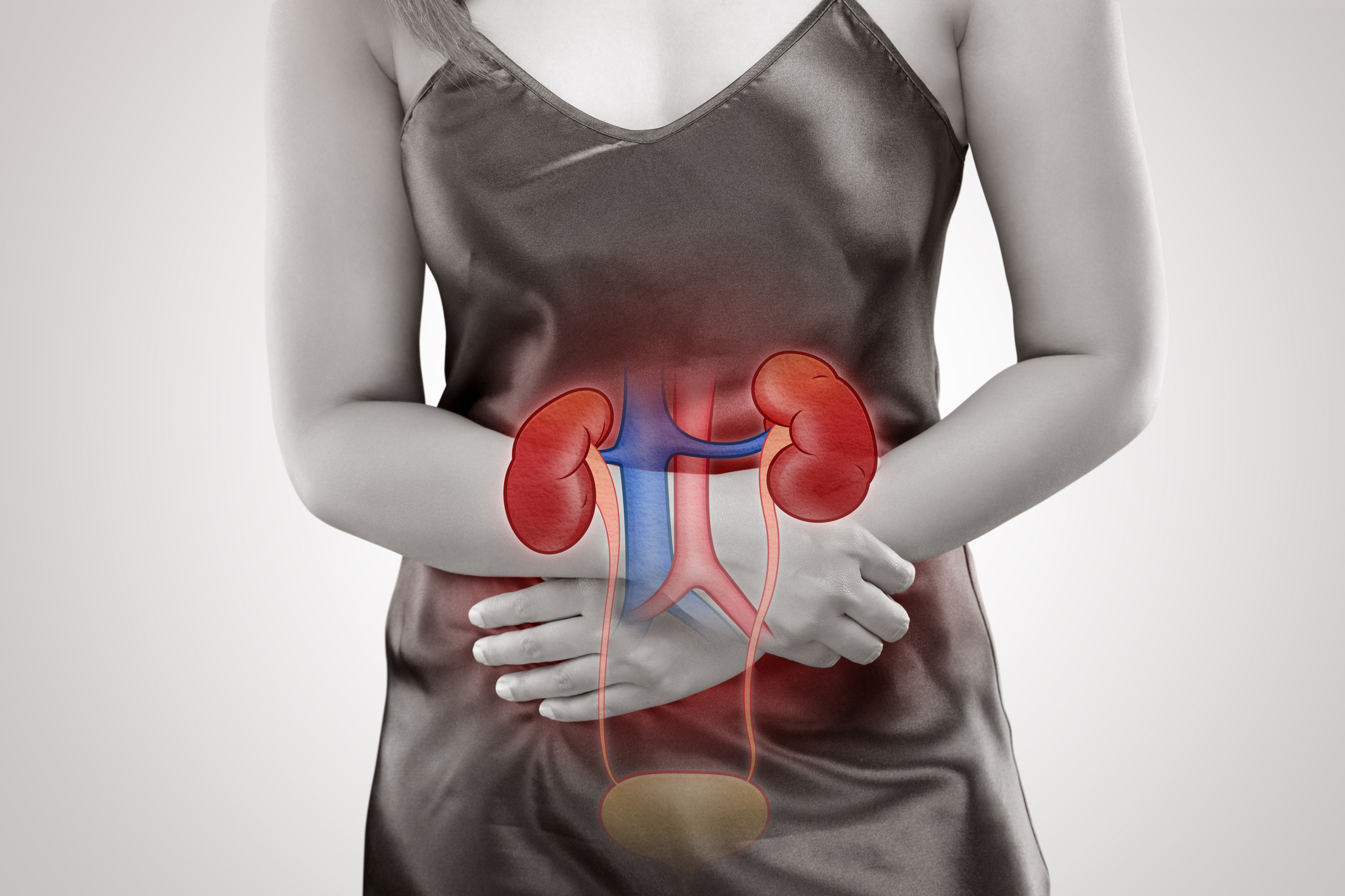 blocaj renal-femeie cu durere abdominală