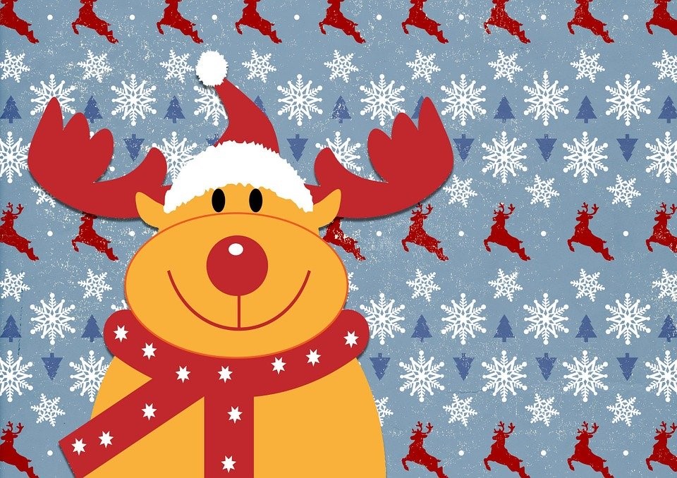 renii lui Moș Crăciun-desen cu Rudolph