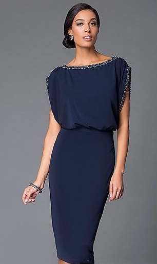 rochii-cocktail-rochie navy cu aplicații strălucitoare