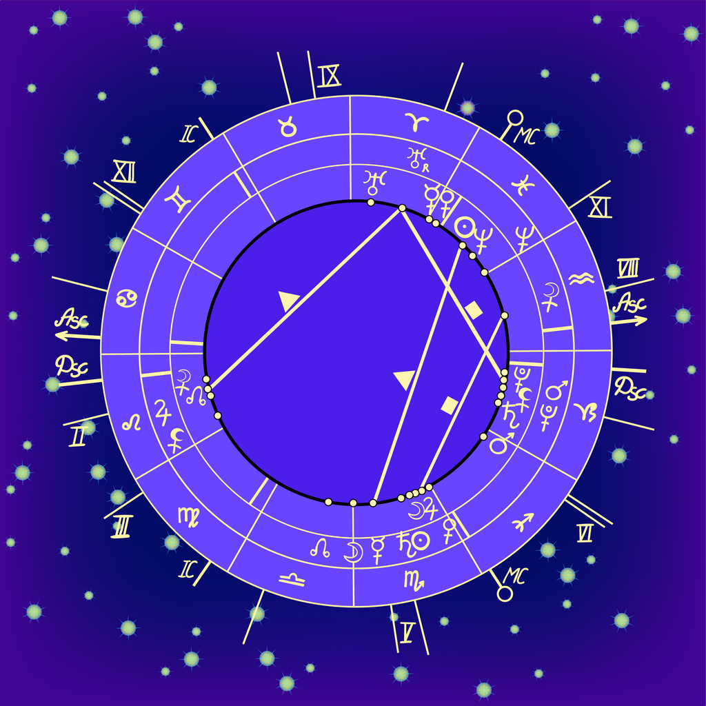 Astrograma natala pe un fundal albastru