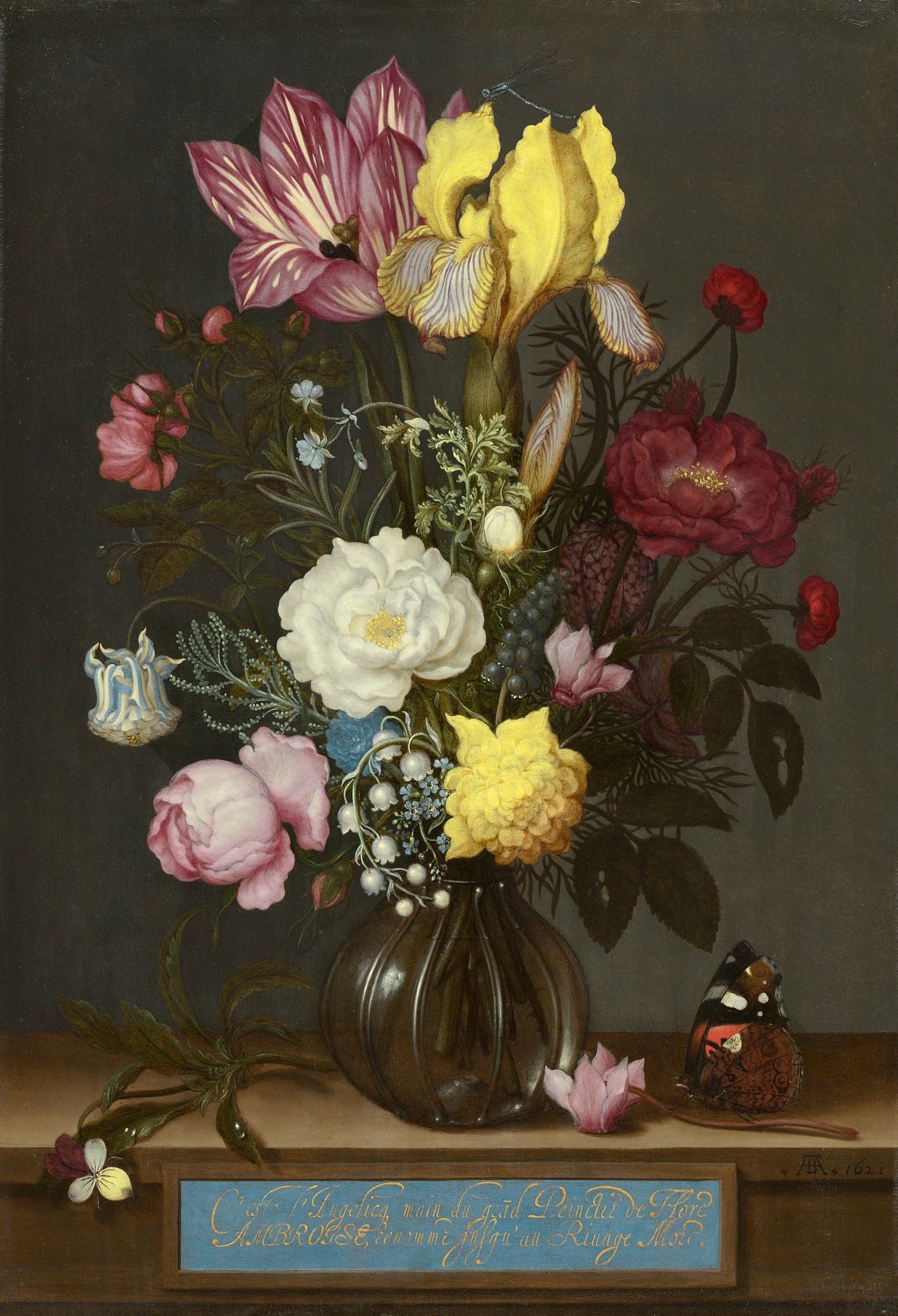 Buchet de flori intr-o vaza de sticla- Ambrosius Bosschaert