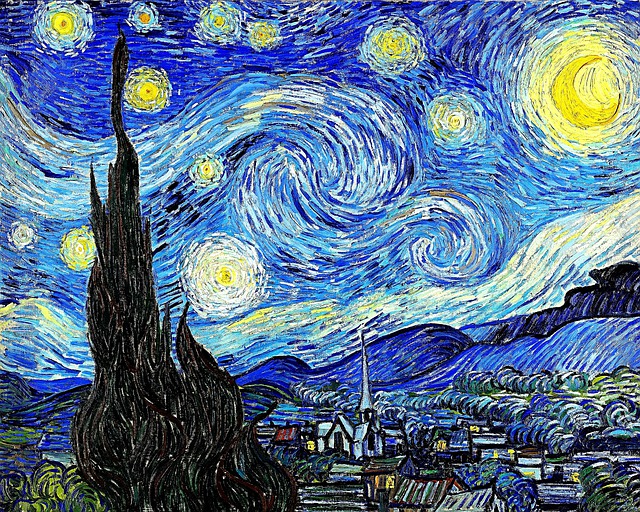 Pictură intitulată Noaptea înstelată de Van Gogh