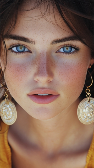 Femeie fara machiaj si cu cercei masivi