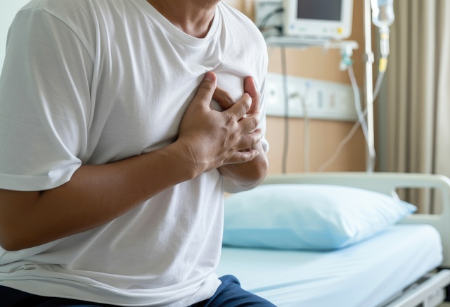 Barbat cu mainile la piept