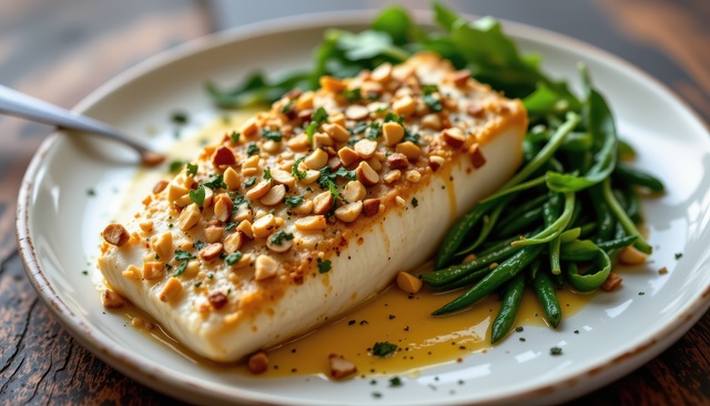 Halibut cu fasole